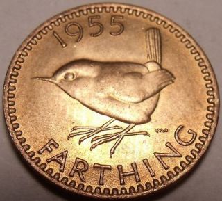Rare Unc Great Britain 1955 Farthing We Have Unc Farthings Different Years Fr/sh