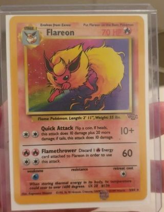 Pokemon Card - Flareon 3/64 Holo Jungle Set Ultra Rare Exc,