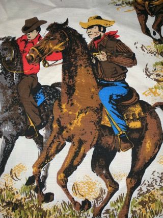 Vintage Western Theme Cowboys Horses Wagons Curtains RARE 2