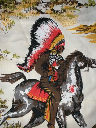 Vintage Western Theme Cowboys Horses Wagons Curtains RARE 3