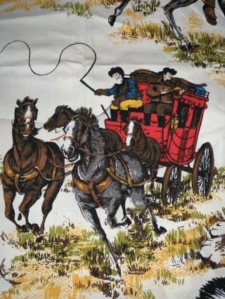 Vintage Western Theme Cowboys Horses Wagons Curtains RARE 4
