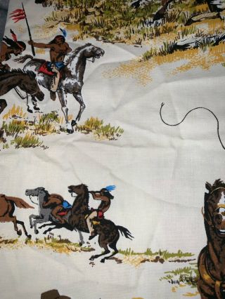 Vintage Western Theme Cowboys Horses Wagons Curtains RARE 5