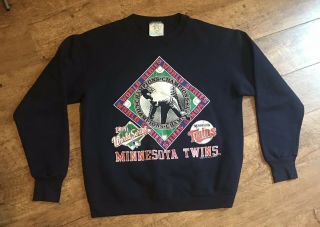 Rare Vintage Minnesota Twins Mlb Baseball Sweater Jumper 1991 World Series