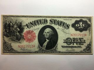 Rare Old Early 1917 One Dollar Legal Tender Note Us Currency Large $1 Red Seal