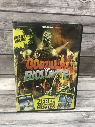 Godzilla Vs Biollante / Monster / Mega Shark Vs Octopus Dvd Rare Oop Vg