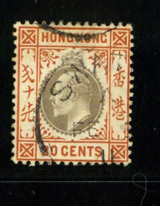 (hkpnc) Pt Hong Kong 1904 Ke 20c Large Type Swatow Index A Cds Vfu Rare Index