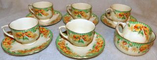 Royal Doulton - 1938/9 Poppy Pattern Part Tea Set - Rare Pattern