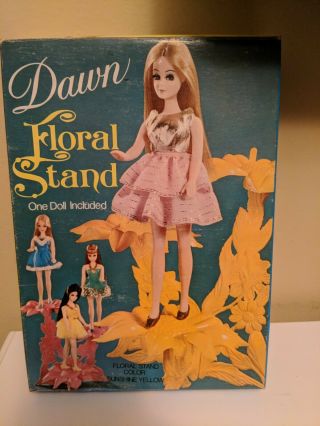 Very Rare Topper Dawn Doll Floral Stand Mib With Dancing Longlocks.