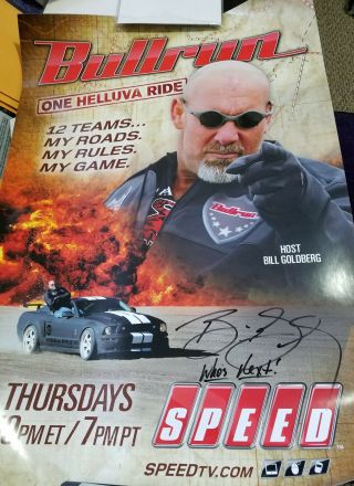 Wcw Wwf Wwe Bill Goldberg Signed Bull Run Poster 24x36 Very Rare