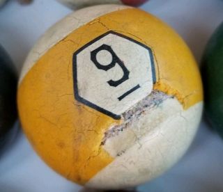 Antique Pool / Billiards Number 9 Chipped Clay Ball Rare Open To Offers