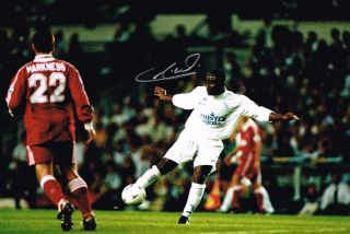 Rare Liverpool Goal Tony Yeboah Signed Photo Autograph Leeds United Utd