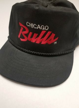 Rare Vintage Chicago Bulls Script Snapback Hat Cap 90s Jordan