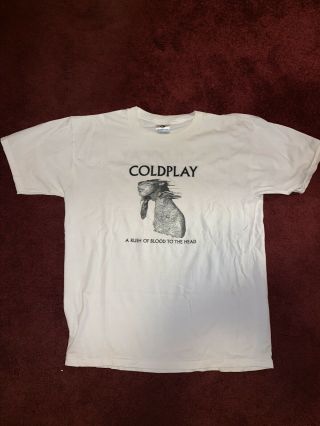 Rare Coldplay T - Shirt Large 2003 Rush Of Blood To The Head Chris Martin Vintage