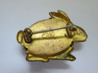 Vintage Signed Thomas L Mott Rare Confetti Glass Gold Rabbit Animal Brooch Pin 6