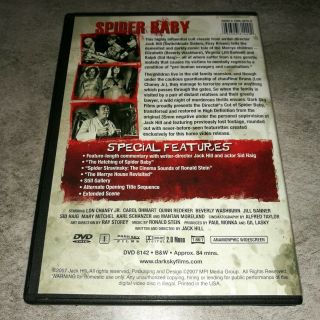 Jack Hill ' s SPIDER BABY DVD Lon Chaney Jr,  Sid Haig Horror RARE Dark Sky Films 2