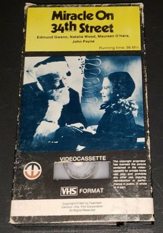 Miracle On 34th Street Vhs 1980 Magnetic Video Rare Edmund Gwenn Natalie Wood