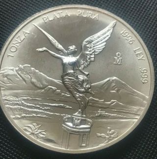 1996 Mexico Silver 1 Oz Libertad.  999 Silver Rare Coin,  626c