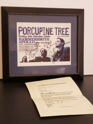 Porcupine Tree Band Signed Framed 8x10 Photo Autograph Rare Euc
