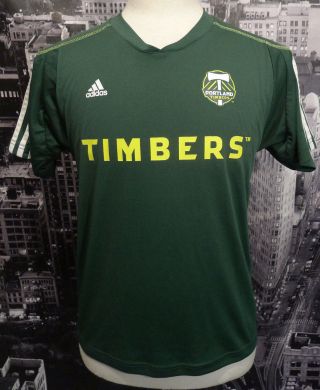 Adidas Portland Timbers Jersey Mls Soccer Green Youth Large 14 - 16 (rare Design)