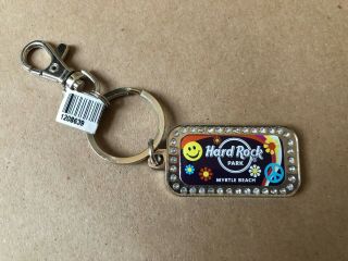 Hard Rock Park Myrtle Beach Rare Collectible Keychain Lost In The 70s Rinestones