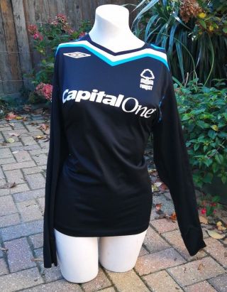 Rare Nottingham Forest 2007 - 08 Away 3rd Shirt Black Large Long Sleeve Capitalone