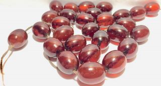 Large Rare 15mm Antique Red Cherry Amber Bakelite Round Necklace