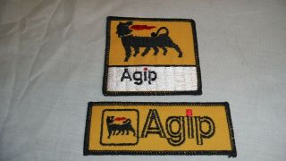 ✔ (2) Rare Vintage Agip ✔ Formula 1 Racing Patches General Italian Oil Company