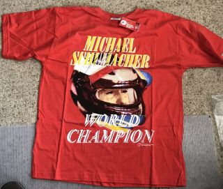 Michael Schumacher Rare Vintage Medium Size T - Shirt Red - Champion