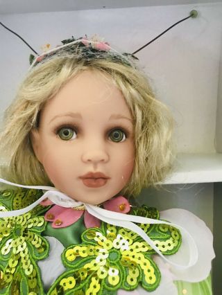Rare 13” Kneeling Vinyl Fairy Doll Linda Mason “emerald Enchantment” W/coa