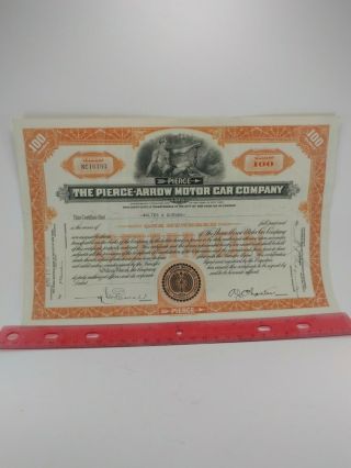 Pierce Arrow Stock Certificate,  100 Shares.  Collectible.  Rare.