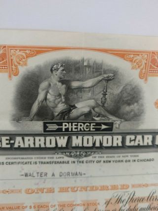 Pierce Arrow stock certificate,  100 shares.  Collectible.  Rare. 2