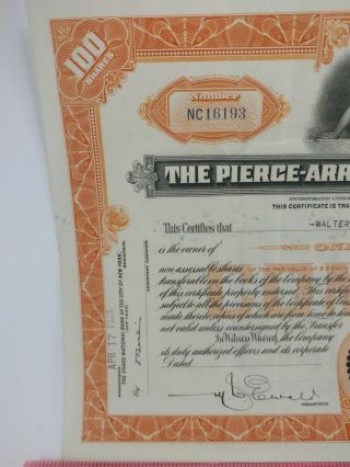 Pierce Arrow stock certificate,  100 shares.  Collectible.  Rare. 3