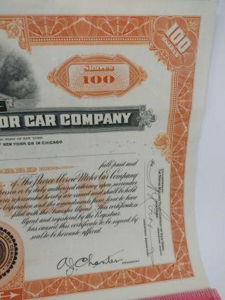 Pierce Arrow stock certificate,  100 shares.  Collectible.  Rare. 4