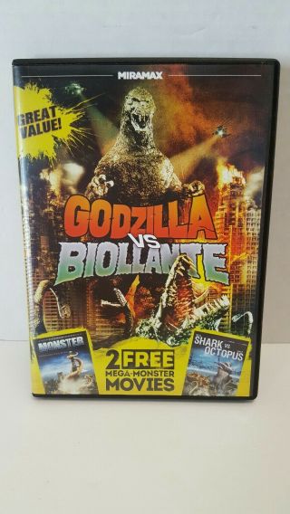 Godzilla Vs Biollante - Monster - Mega Shark Vs Octopus Dvd Rare,  Oop,  Htf Vg