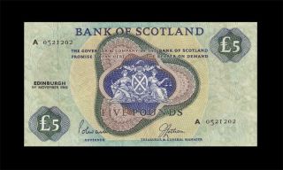 1.  11.  1968 Bank Of Scotland 5 Pounds Rare " A " ( (ef))