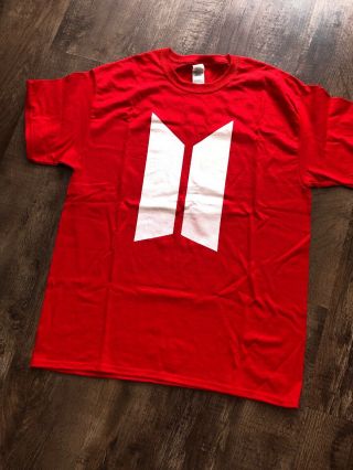 Rare Authentic Red Bts Pop Up Store Staff T Shirt Size Medium Unisex Bts_popup