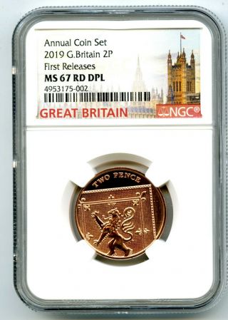 2019 Great Britain 2p Ngc Ms67 Dpl Deep Proof Like First Releases Rare