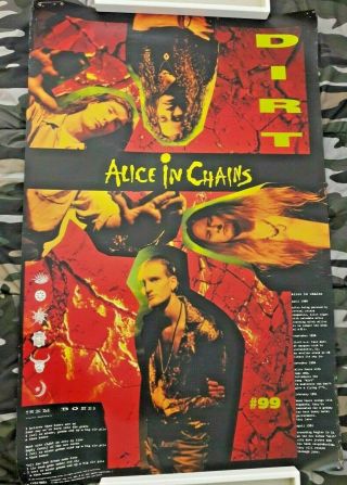 Alice In Chains Rare 1992 Dirt Poster Soundgarden Metallica Nirvana Peal Jam