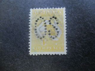 Kangaroo Stamps: 4d Yellow Large Perf Os - Seldom Seen Rare (c250)