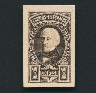 Rare Argentina Stamp 1891 86 1 Peso Jose De San Martin Colour Trial Proof,  Vf