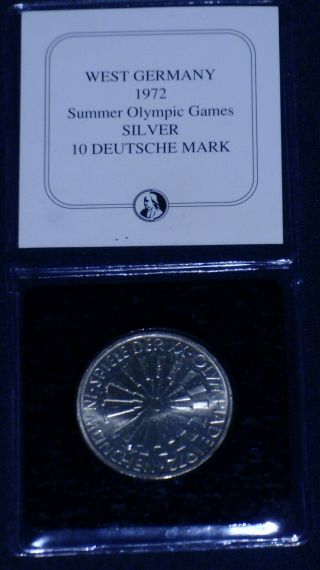 Very Rare 1972 West Germany Summer Olympic Games 10 Deutsche Mark Silver Coin