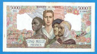France 5000 Francs 1945 Sries Z1263 Rare