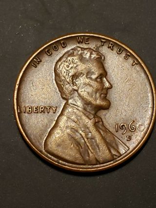 1960 - D Lincoln Penny Misprint Error On The " 0 ".  Very Rare.  One Of A Kind.