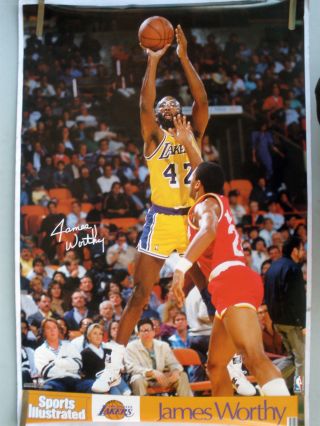 Rare James Worthy Lakers 1990 Vintage Sports Illustrated Si Nba Poster