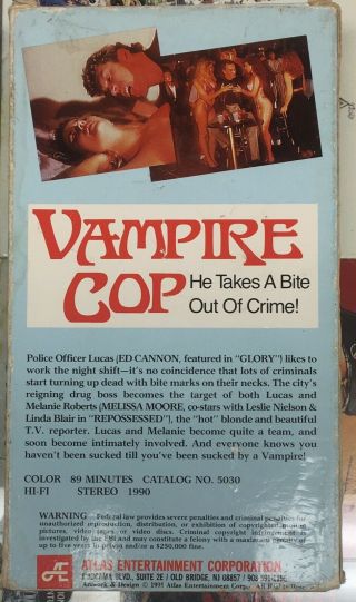 Vampire Cop (1990) RARE OOP HTF HORROR/SLEAZE VHS 2