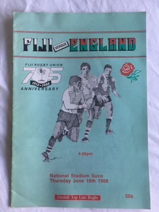 Fiji V England 1988 - Rugby Programme - Suva 16th June - Very Rare