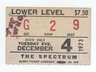 Mega Rare The Who Lynyrd Skynyrd 12/4/73 Philadelphia Concert Ticket Stub