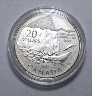 Rare 2013 Canada $20 Fine Silver Commemorative Coin,  - Iceberg & Whale