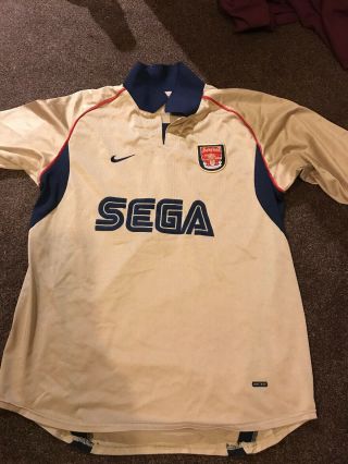 Rare Arsenal Away Shirt Size L Nike Sega Gold 2001