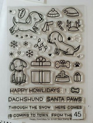 Lawn Fawn " Happy Howlidays " Clear Acrylic Stamp Set - Rare Hard To Find
